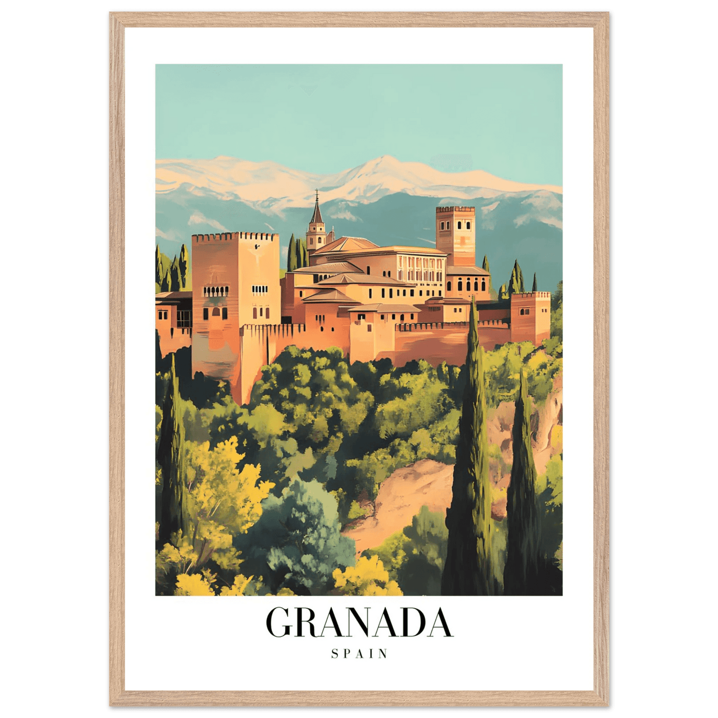Granada Spain Framed Poster – Vintage Travel Wall Art with Wooden Frame - Vibrantwalls