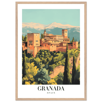 Granada Spain Framed Poster – Vintage Travel Wall Art with Wooden Frame - Vibrantwalls