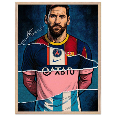Lionel Messi Split Kit Pop Art Framed Poster – Eco-Friendly, Ready to Hang - Vibrantwalls