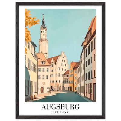 Augsburg Germany Framed Poster – Vintage European Cityscape Wall Art with Wooden Frame in Various Sizes - Vibrantwalls