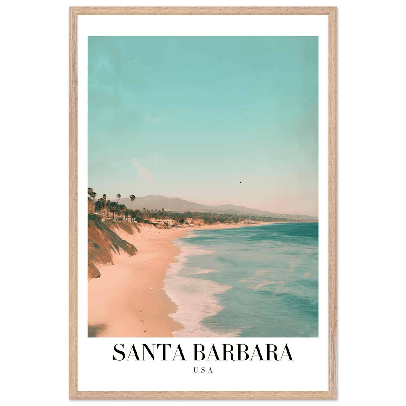 Santa Barbara USA Framed Poster – Pastel Beach Travel Wall Art in Your Choice of Frame - Vibrantwalls