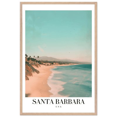 Santa Barbara USA Framed Poster – Pastel Beach Travel Wall Art in Your Choice of Frame - Vibrantwalls