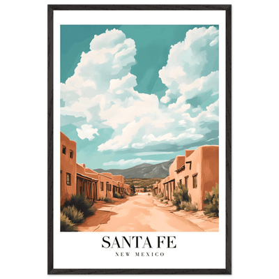 Santa Fe New Mexico Framed Poster – Vintage Southwest Wall Art with Wooden Frame - Vibrantwalls