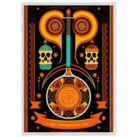 Vibrant Day of the Dead Guitar Cubism Style Abstract Wall Art - Vibrantwalls