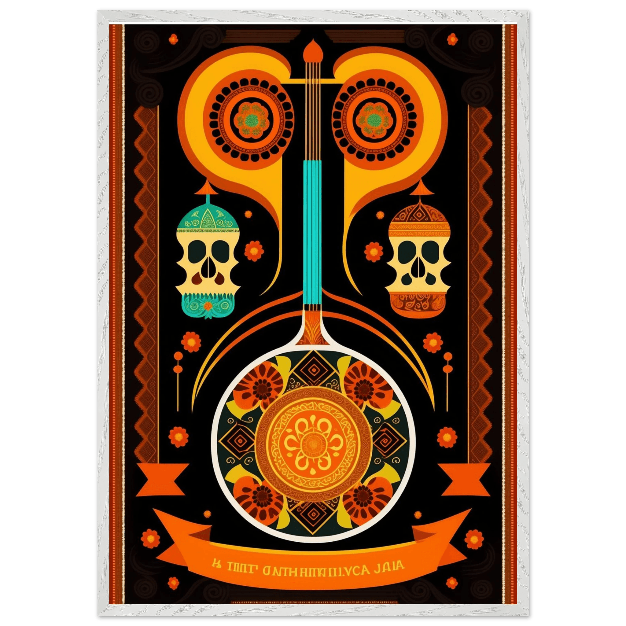 Vibrant Day of the Dead Guitar - Vibrantwalls