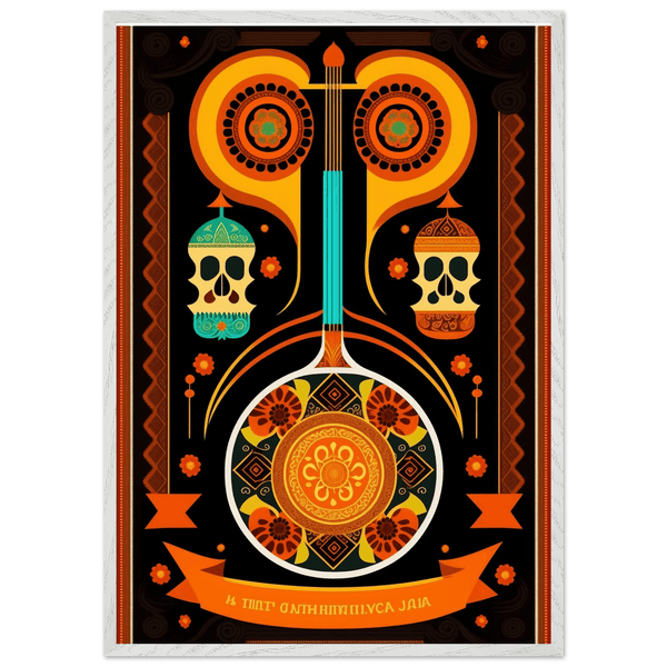 Vibrant Day of the Dead Guitar Cubism Style Abstract Wall Art - Vibrantwalls