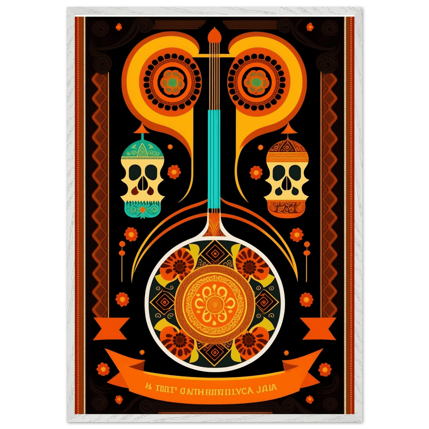 Vibrant Day of the Dead Guitar - Vibrantwalls