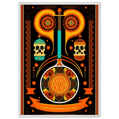 Vibrant Day of the Dead Guitar - Vibrantwalls