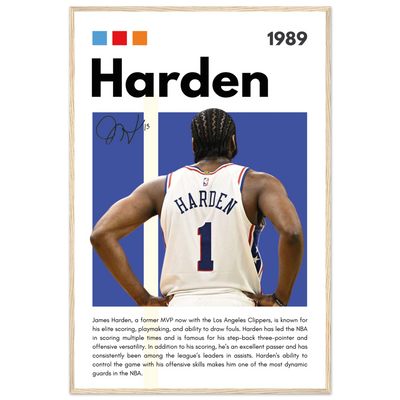 James Harden The Beard Clippers Framed Poster 60x90 cm 24x36″ Wood frame Vibrantwalls