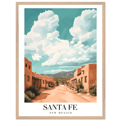 Santa Fe New Mexico Framed Poster – Vintage Southwest Wall Art with Wooden Frame - Vibrantwalls