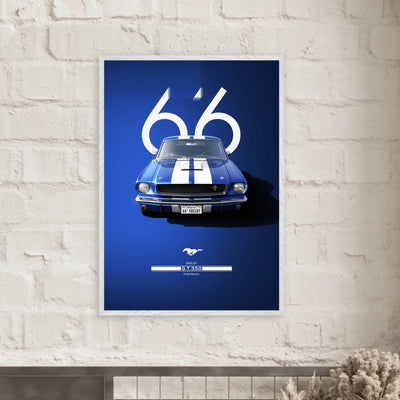 1966 Shelby GT.350 Fastback Framed Poster - Iconic Blue & White Design | Ready-to-Hang Wall Art - Vibrantwalls