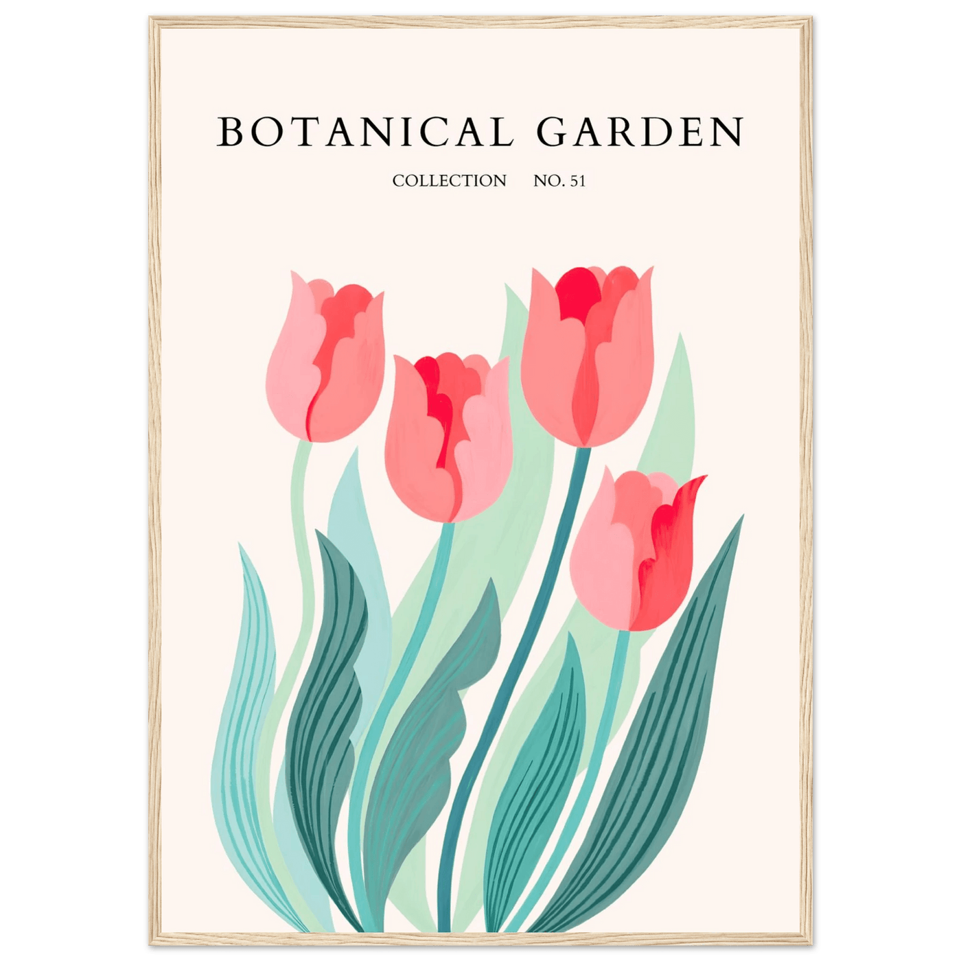 Botanical Garden Tulip Framed Poster – Pastel Florals & Nature Art Prints | Ready-to-Hang Wall Decor - Vibrantwalls