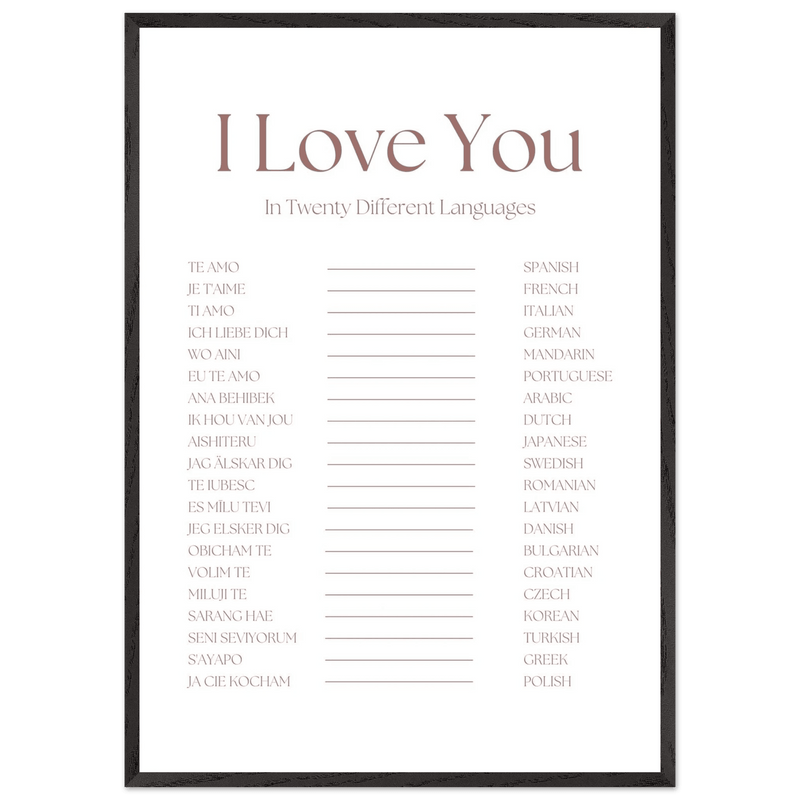I Love You 20 Languages Custom Playing Cards Framed Poster Wall Art - Vibrantwalls