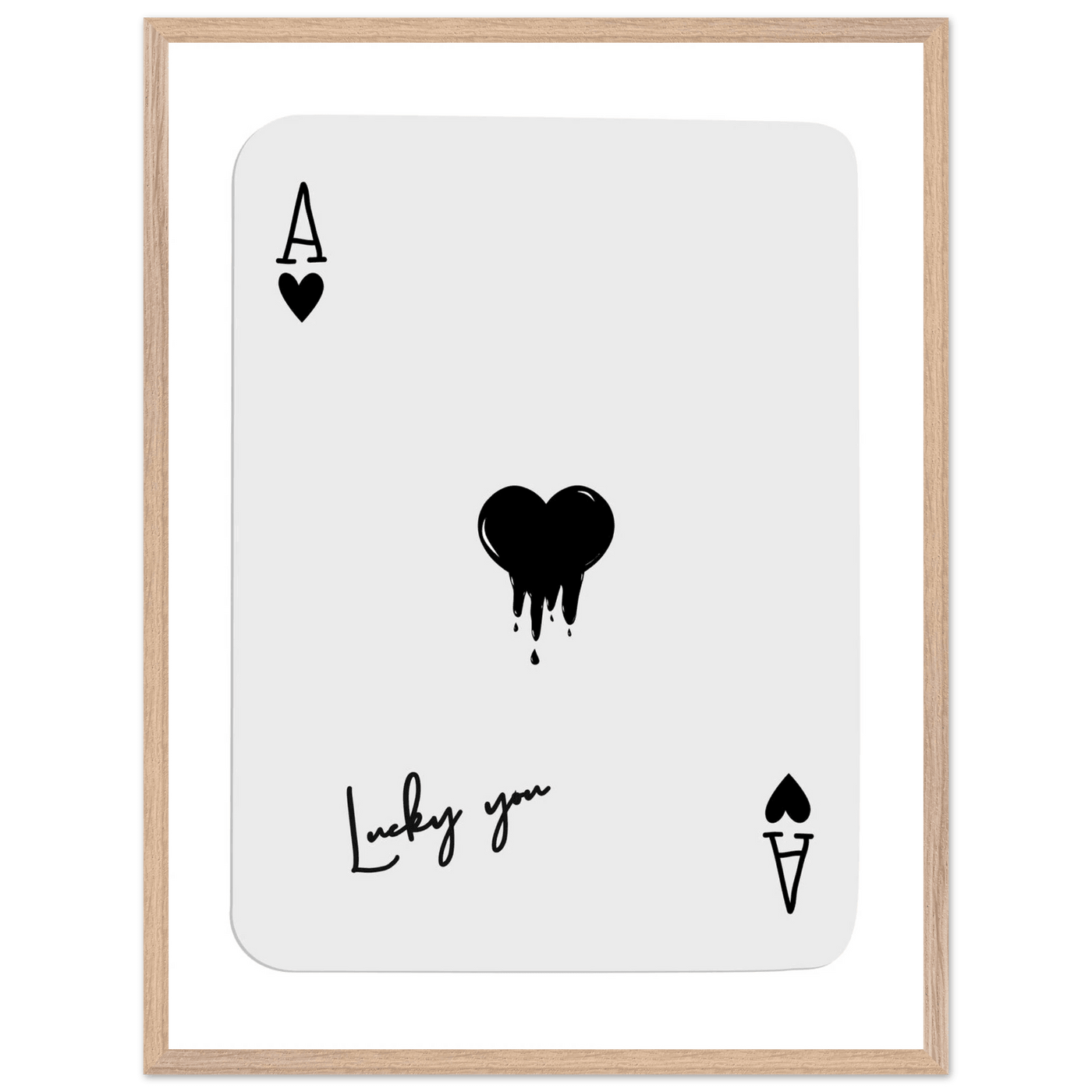 Lucky Ace of Hearts Dripping Art Print - Framed Poster, Modern Poker Card Decor, Eco-Friendly Wood Frame - Vibrantwalls
