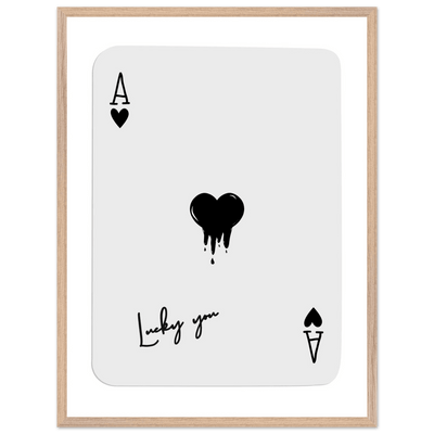 Lucky Ace of Hearts Dripping Art Print - Framed Poster, Modern Poker Card Decor, Eco-Friendly Wood Frame - Vibrantwalls
