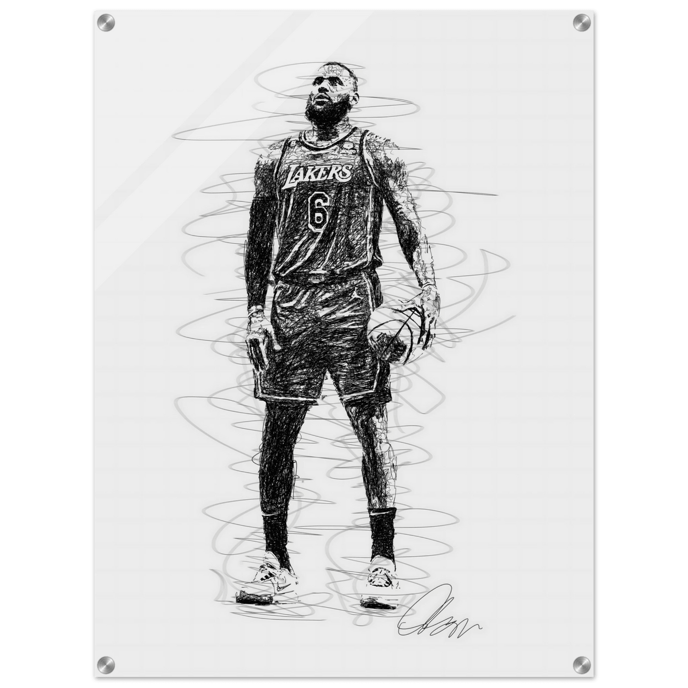 LeBron James Wall Art – Dynamic, Modern NBA Sketch Acrylic Print for Sports Fans - Vibrantwalls