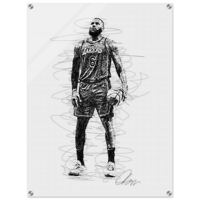 LeBron James Wall Art – Dynamic, Modern NBA Sketch Acrylic Print for Sports Fans - Vibrantwalls