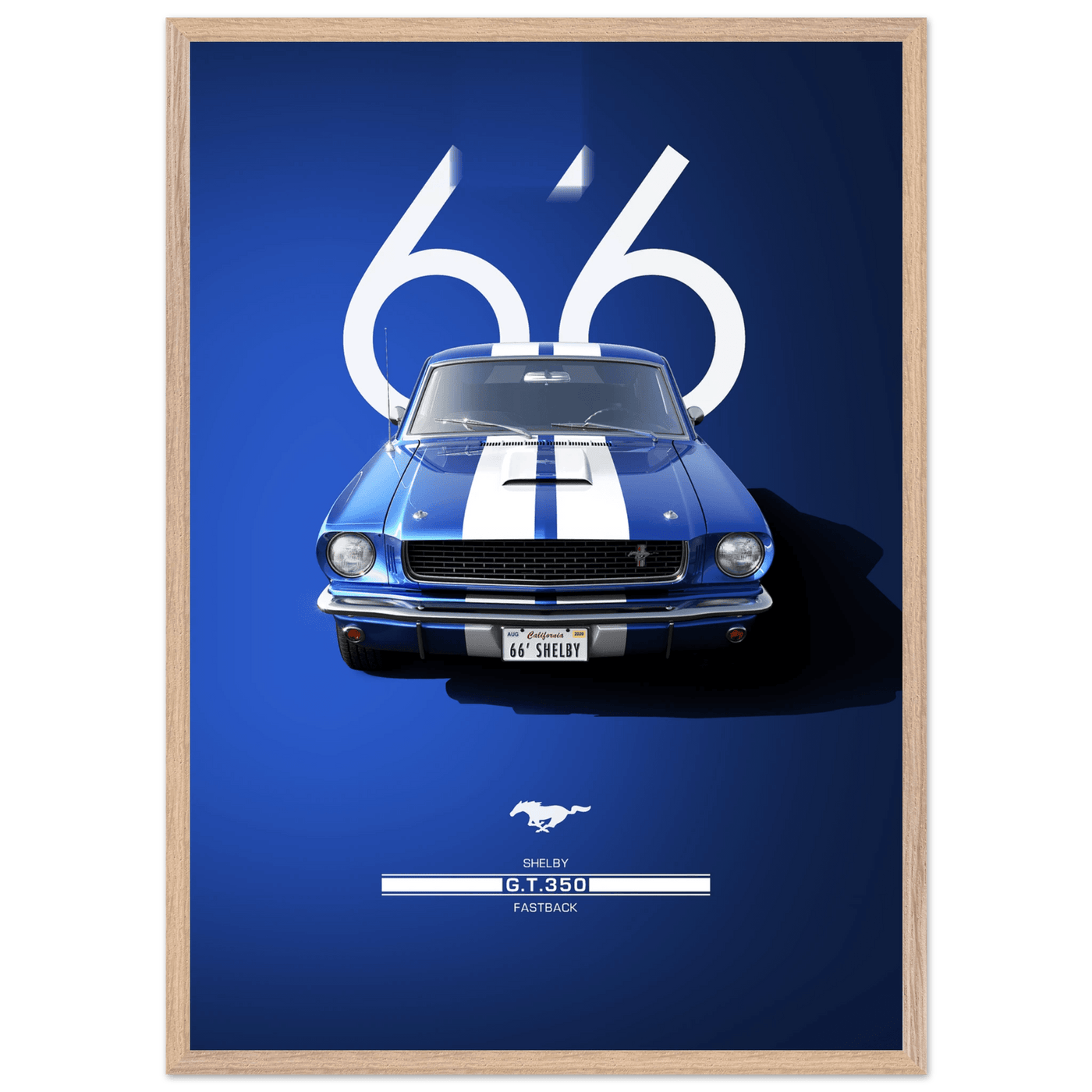 1966 Shelby GT.350 Fastback Framed Poster - Iconic Blue & White Design | Ready-to-Hang Wall Art - Vibrantwalls