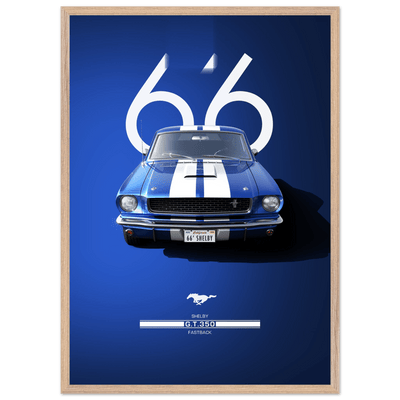 1966 Shelby GT.350 Fastback Framed Poster - Iconic Blue & White Design | Ready-to-Hang Wall Art - Vibrantwalls