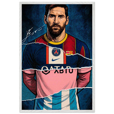 Lionel Messi Split Kit Pop Art Framed Poster – Eco-Friendly, Ready to Hang - Vibrantwalls