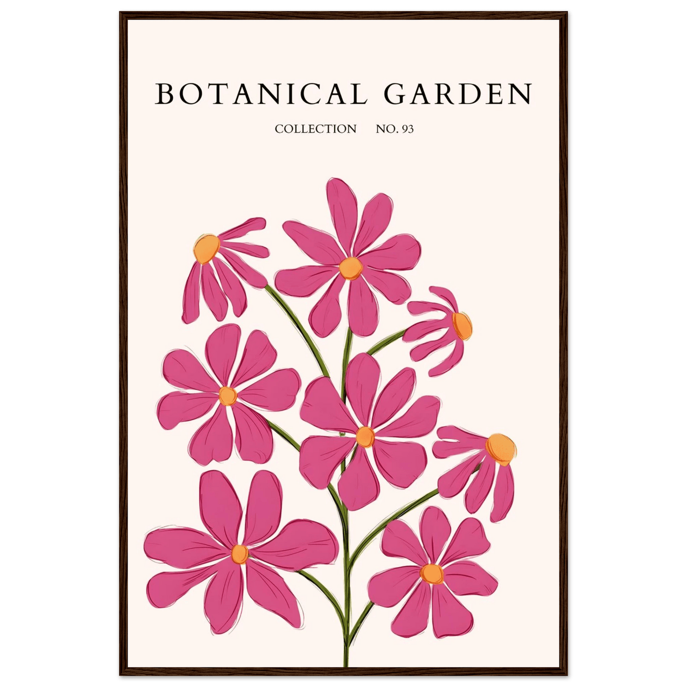 Vibrant Botanical Garden Framed Poster – Pink Cosmos & Abstract Floral Art Print | Ready-to-Hang in Various Sizes - Vibrantwalls