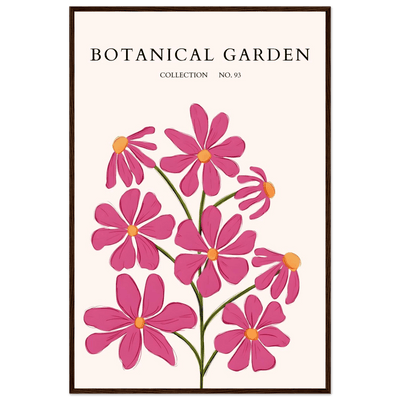 Vibrant Botanical Garden Framed Poster – Pink Cosmos & Abstract Floral Art Print | Ready-to-Hang in Various Sizes - Vibrantwalls