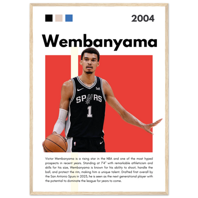 Victor Wembanyama Wemby Spurs Modern Art Print 50x70 cm 20x28″ Wood frame Vibrantwalls