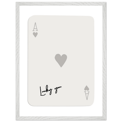 Lucky You Ace of Hearts Poker Card Print - Framed Eco-Friendly Wood Poster Art for Game Lovers - Vibrantwalls