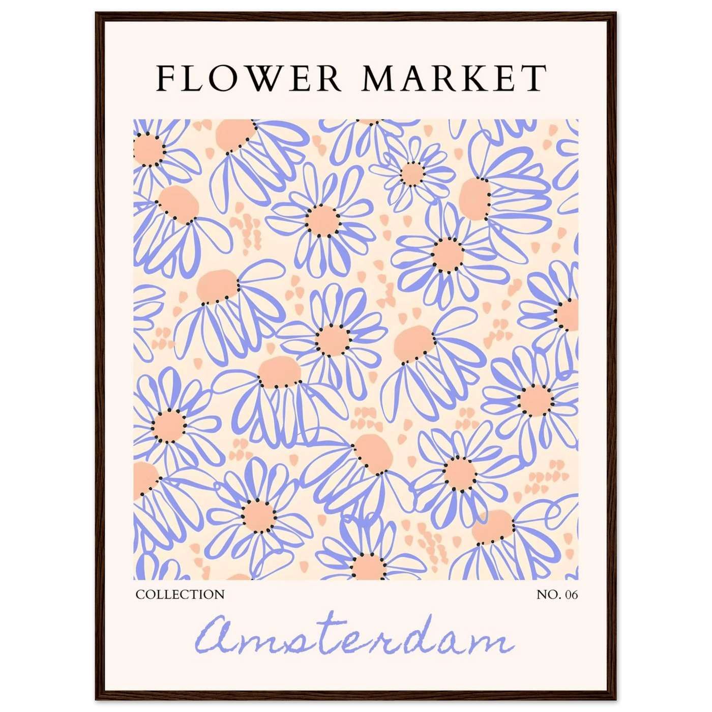 Abstract Floral Market Framed Poster – Whimsical Amsterdam Daisy Art Prints | Ready-to-Hang in Various Sizes - Vibrantwalls