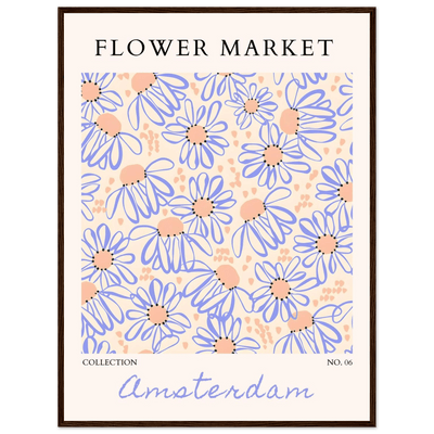 Abstract Floral Market Framed Poster – Whimsical Amsterdam Daisy Art Prints | Ready-to-Hang in Various Sizes - Vibrantwalls
