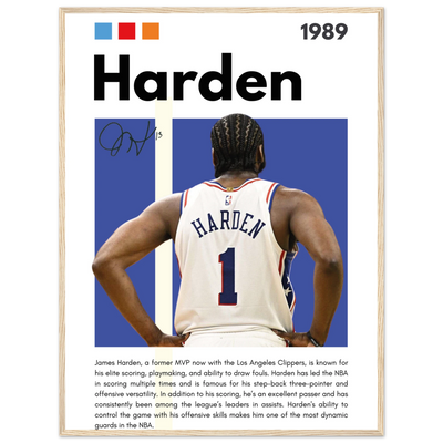 James Harden The Beard Clippers Framed Poster 60x80 cm 24x32″ Wood frame Vibrantwalls