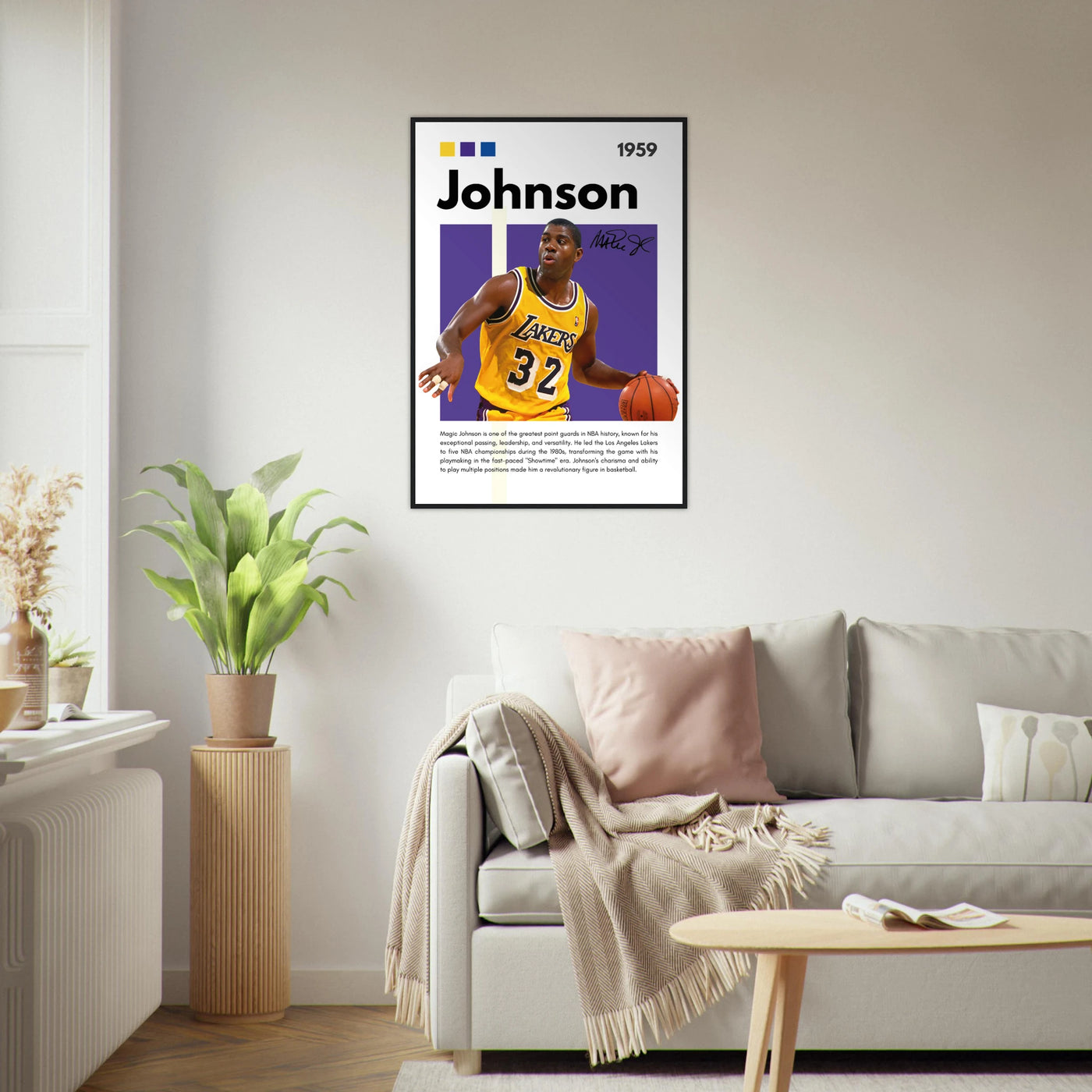 Magic Johnson Showtime Lakers Vintage Art Print Vibrantwalls