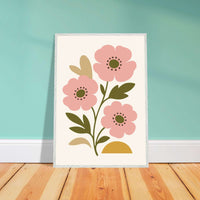 Abstract Floral Bloom - Minimalist Pink Flowers - Vibrantwalls