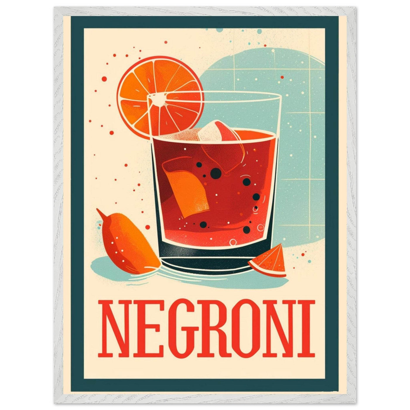 Retro Negroni Cocktail Recipe Art Print - Vibrantwalls