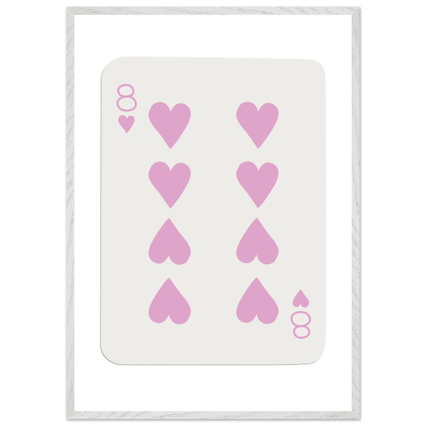 Minimalist Eight of Hearts Poker Card Print - Mounted Framed Art in Eco-Friendly Wood Frame - Vibrantwalls