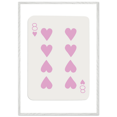 Minimalist Eight of Hearts Poker Card Print - Mounted Framed Art in Eco-Friendly Wood Frame - Vibrantwalls