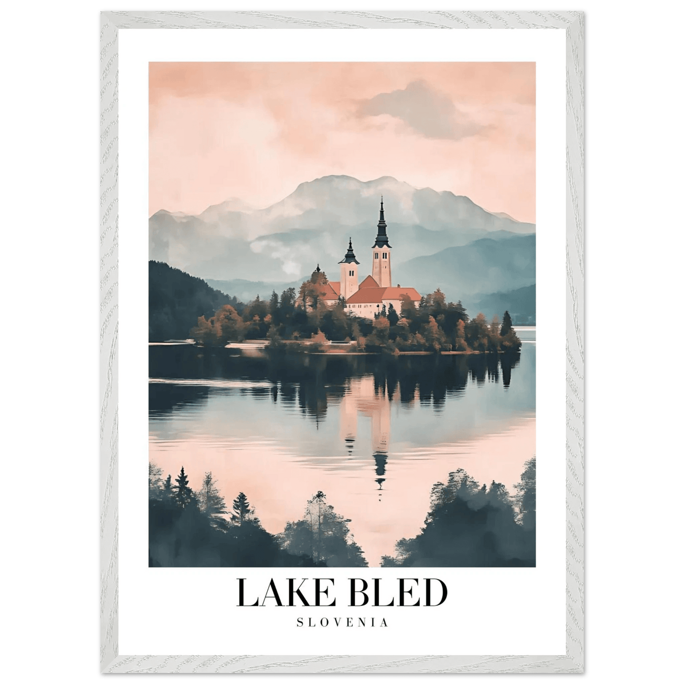 Lake Bled Slovenia Framed Poster – Serene Lakeside Wall Art with Wooden Frame - Vibrantwalls