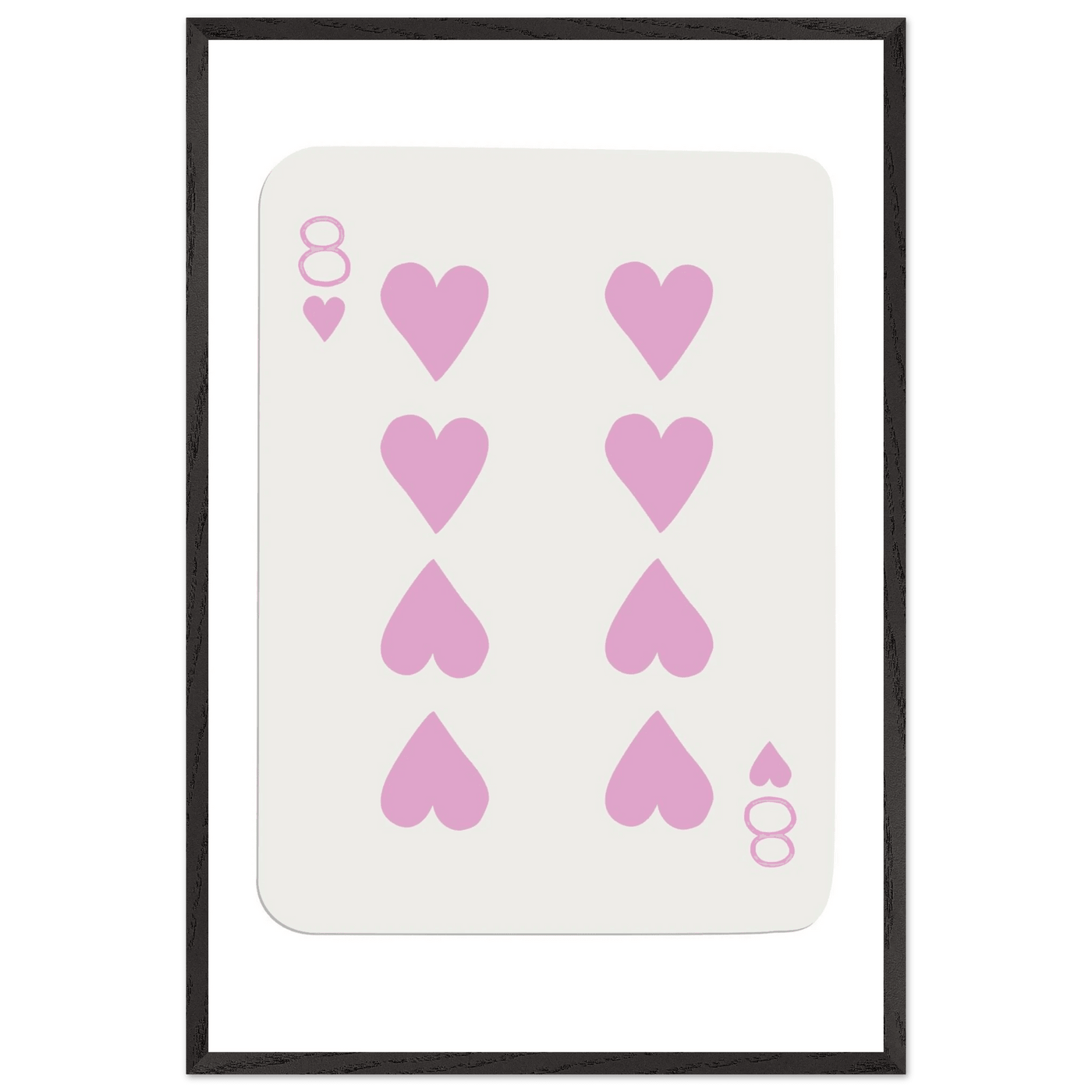 Minimalist Eight of Hearts Poker Card Print - Mounted Framed Art in Eco-Friendly Wood Frame - Vibrantwalls