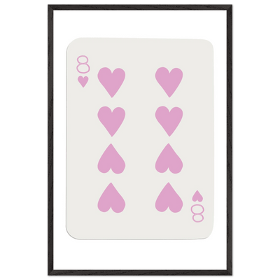 Minimalist Eight of Hearts Poker Card Print - Mounted Framed Art in Eco-Friendly Wood Frame - Vibrantwalls