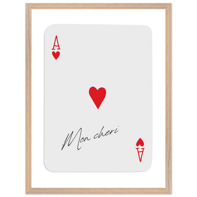 Ace of Hearts 'Mon Cheri' Art Print - Elegant Framed Poster, Eco-Friendly Wood Frame - Vibrantwalls