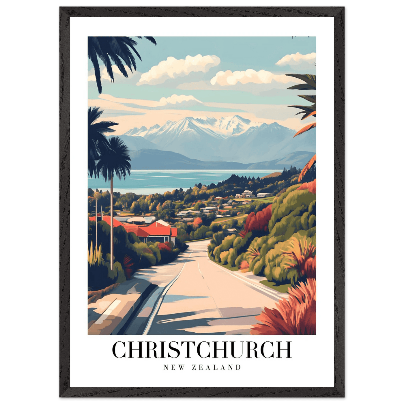 Christchurch New Zealand Framed Poster – Vintage Travel Wall Art with Wooden Frame - Vibrantwalls