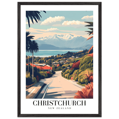 Christchurch New Zealand Framed Poster – Vintage Travel Wall Art with Wooden Frame - Vibrantwalls
