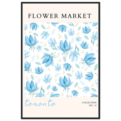 Toronto Flower Market Wall Art – Delicate Blue Floral & Gold Dot Prints | Framed & Ready-to-Hang - Vibrantwalls