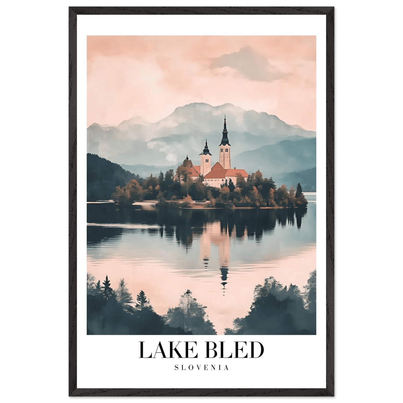 Lake Bled Slovenia Framed Poster – Serene Lakeside Wall Art with Wooden Frame - Vibrantwalls