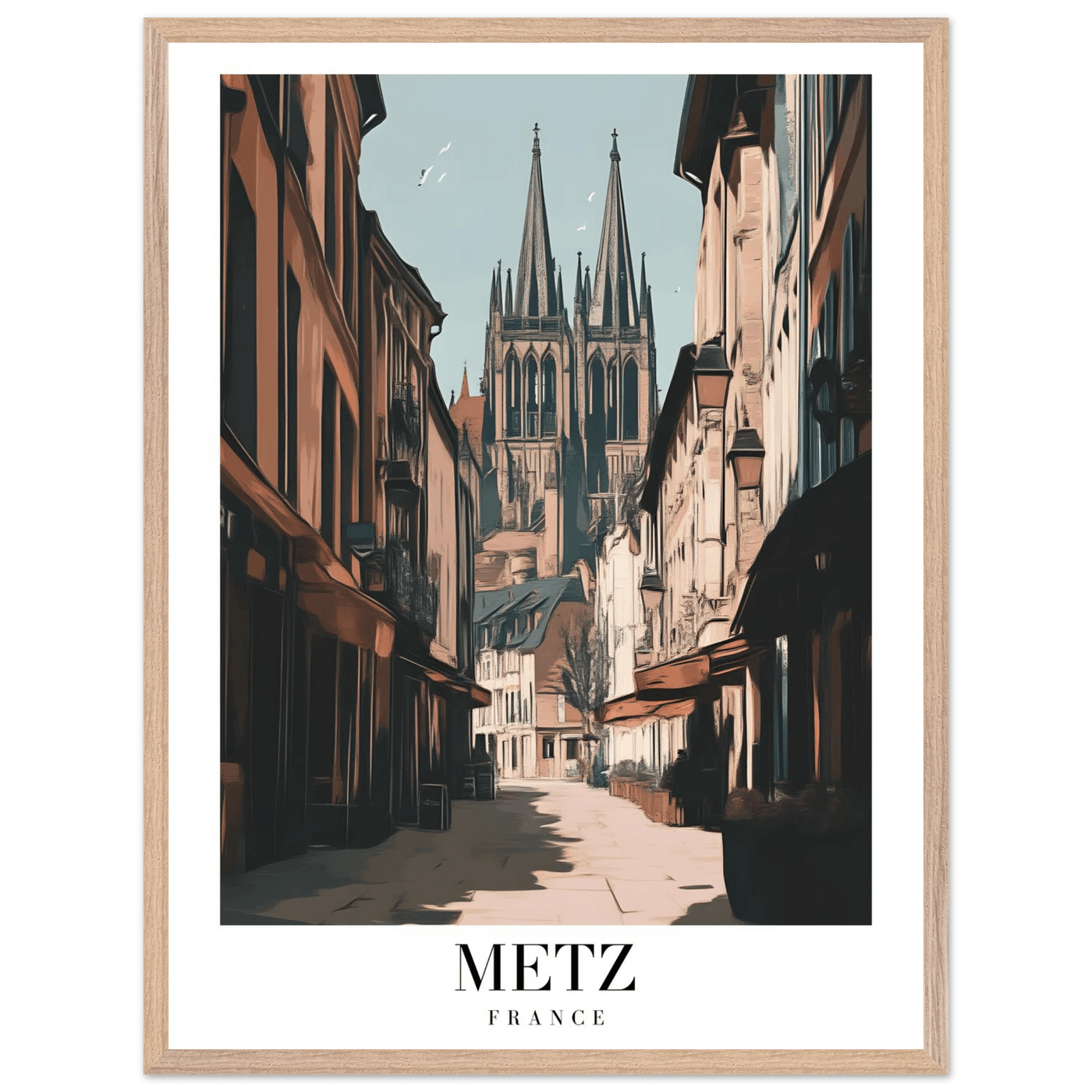 Metz France Framed Poster – Vintage European Cityscape Wall Art with Customizable Wooden Frame - Vibrantwalls