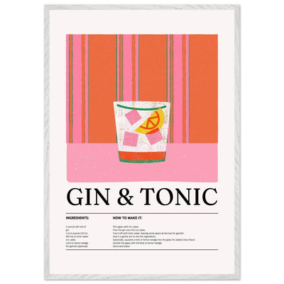 Gin Tonic Cocktail Recipe Minimalist Design Print - Vibrantwalls