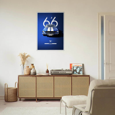 1966 Shelby GT.350 Fastback Framed Poster - Iconic Blue & White Design | Ready-to-Hang Wall Art - Vibrantwalls
