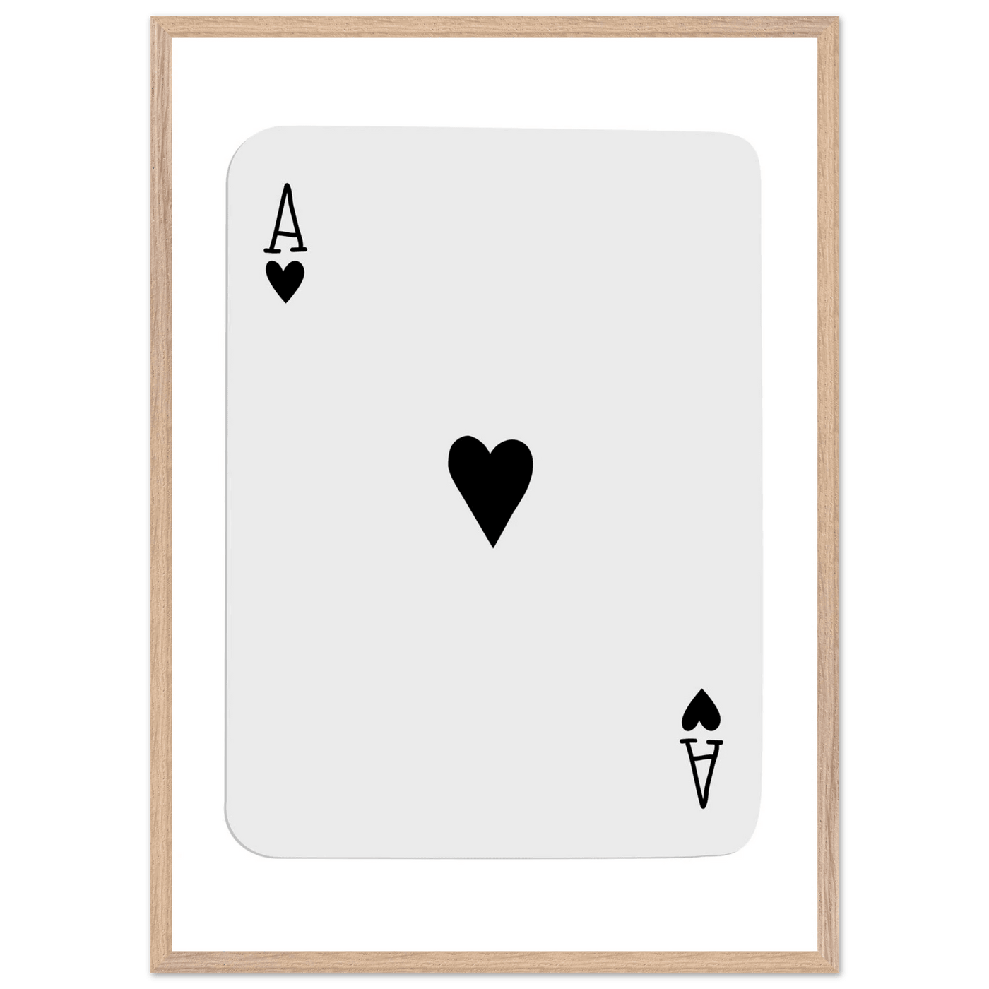 Ace of Hearts Minimalist Poker Card Art - Eco-Friendly Mounted Framed Poster, Choice of Frame Finish & Size - Vibrantwalls