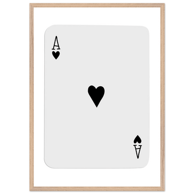 Ace of Hearts Minimalist Poker Card Art - Eco-Friendly Mounted Framed Poster, Choice of Frame Finish & Size - Vibrantwalls