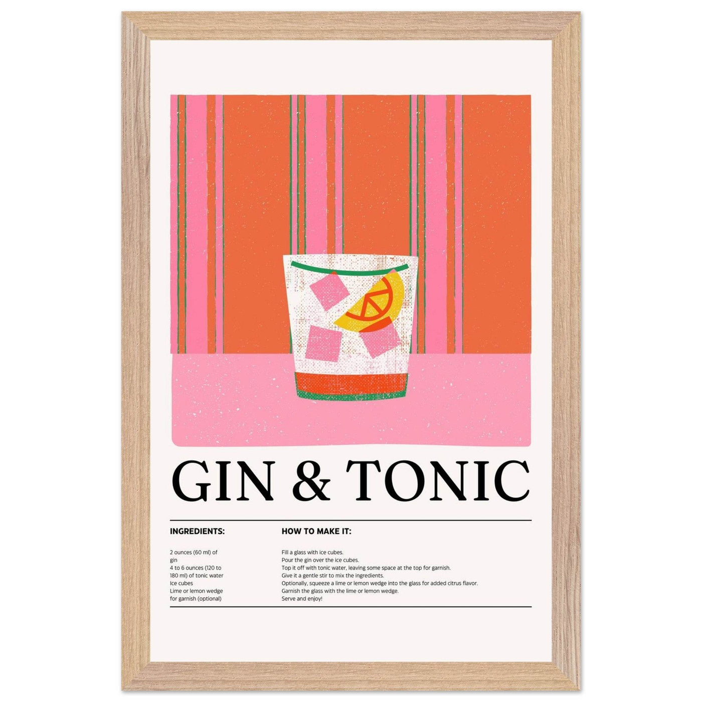 Gin Tonic Cocktail Recipe Minimalist Design Print - Vibrantwalls